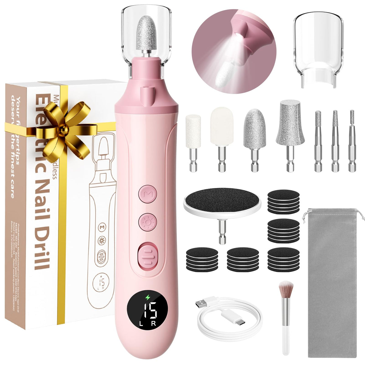 Ccigedy electric nail drill kit with LCD display for precise speed control