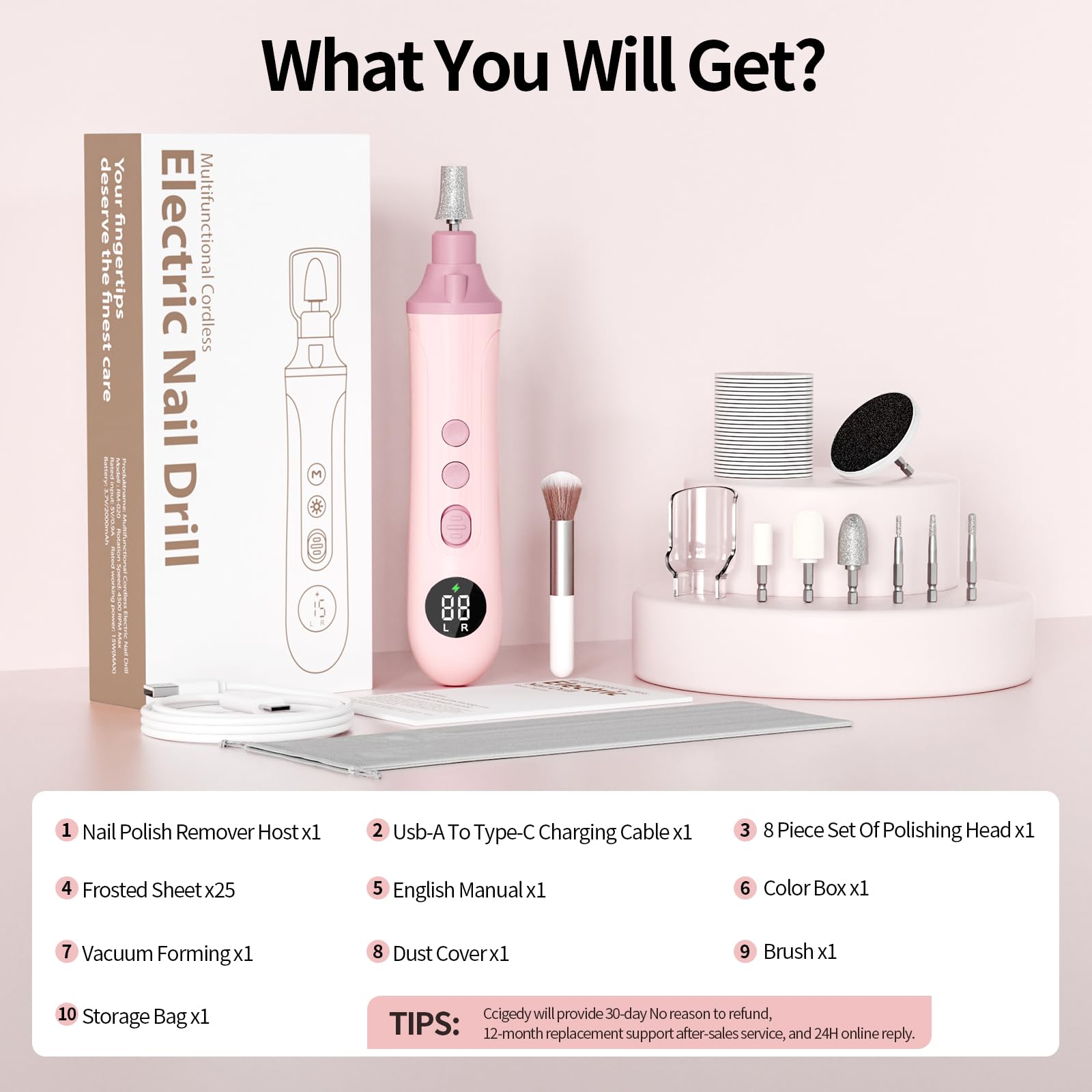 Ccigedy built-in LED light for detailed nail work