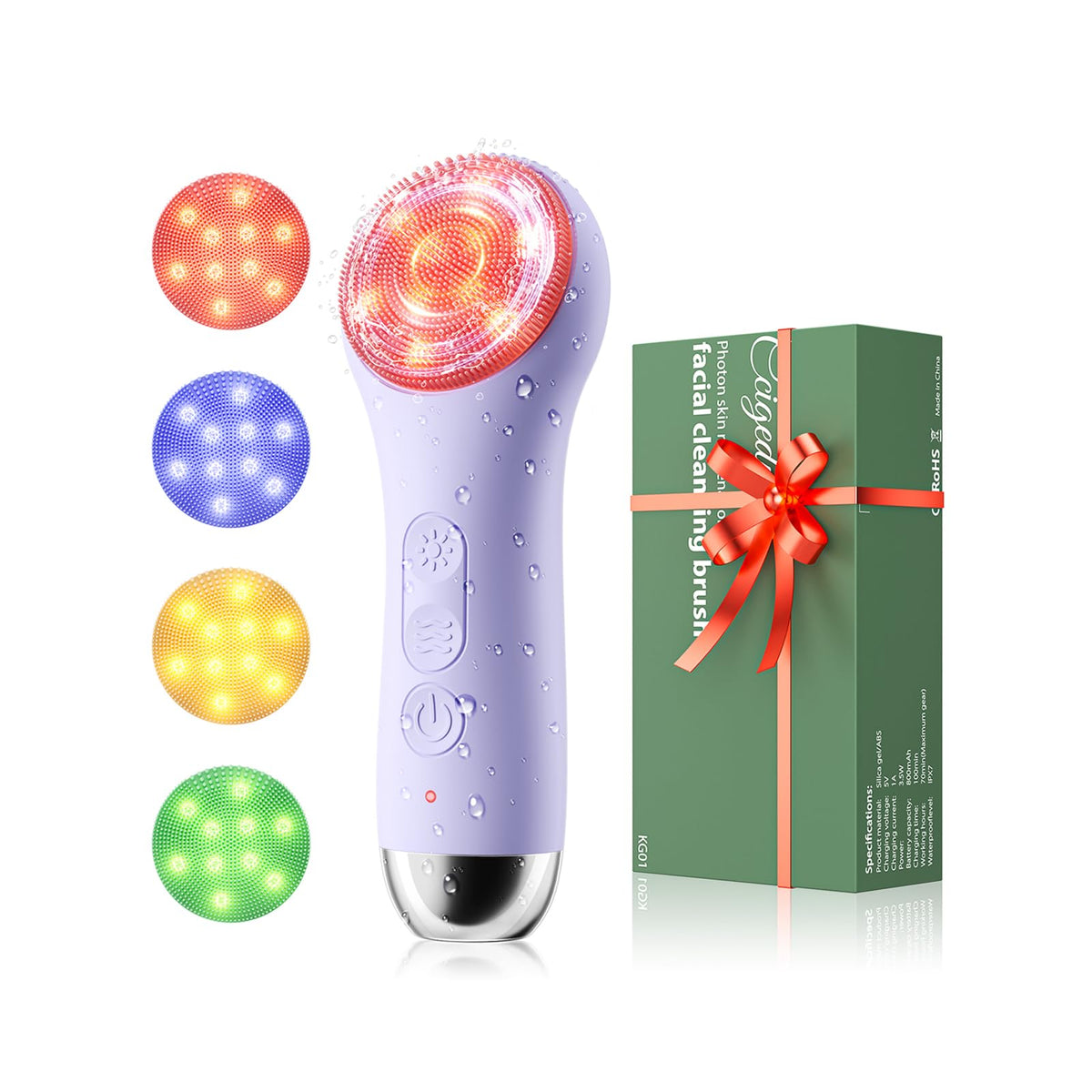 Ccigedy face scrubber with LED light enhances gentle cleansing and skin clarity.