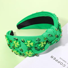 CEALXHENY diadema detalle cristal verde, complemento elegante para look irlandés.
