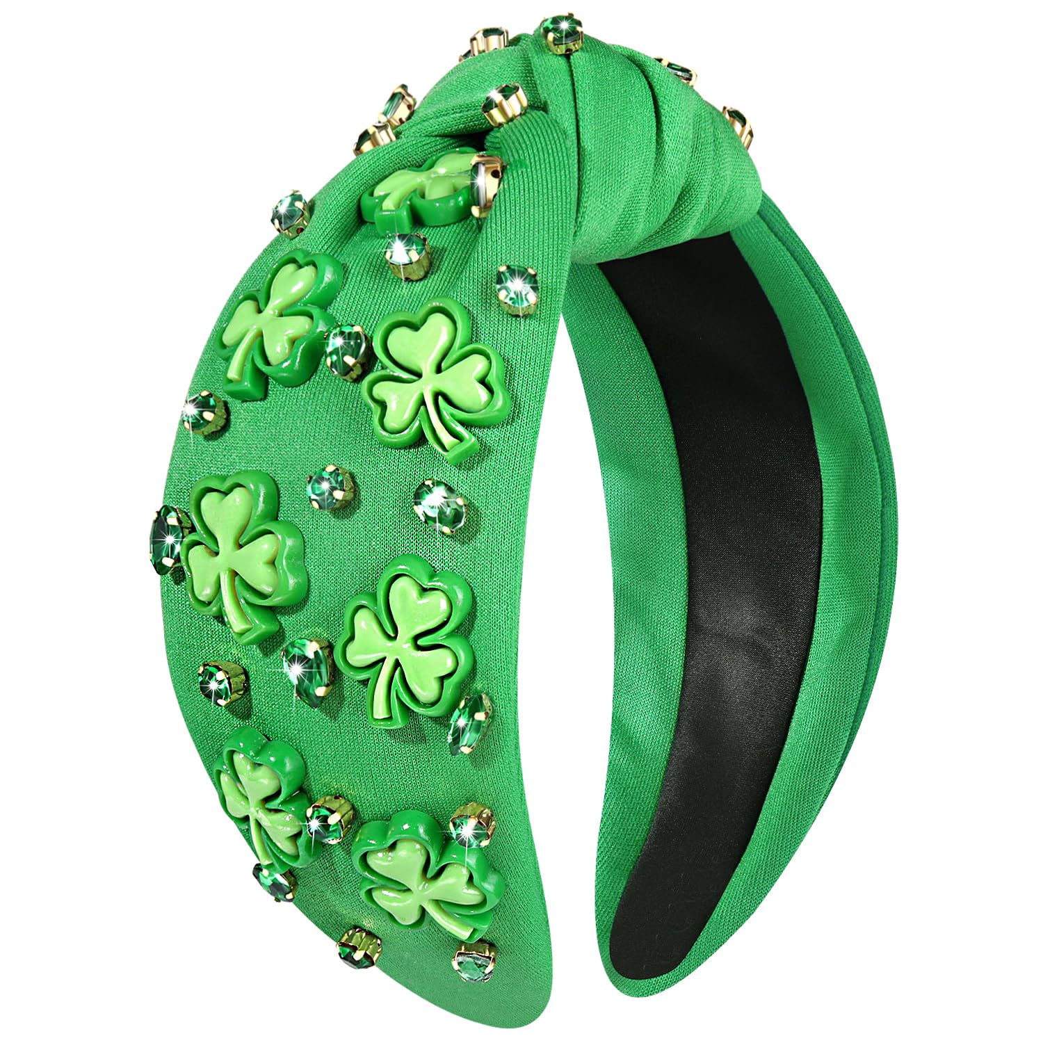 CEALXHENY diadema San Patricio con trébol y cristales para celebraciones.