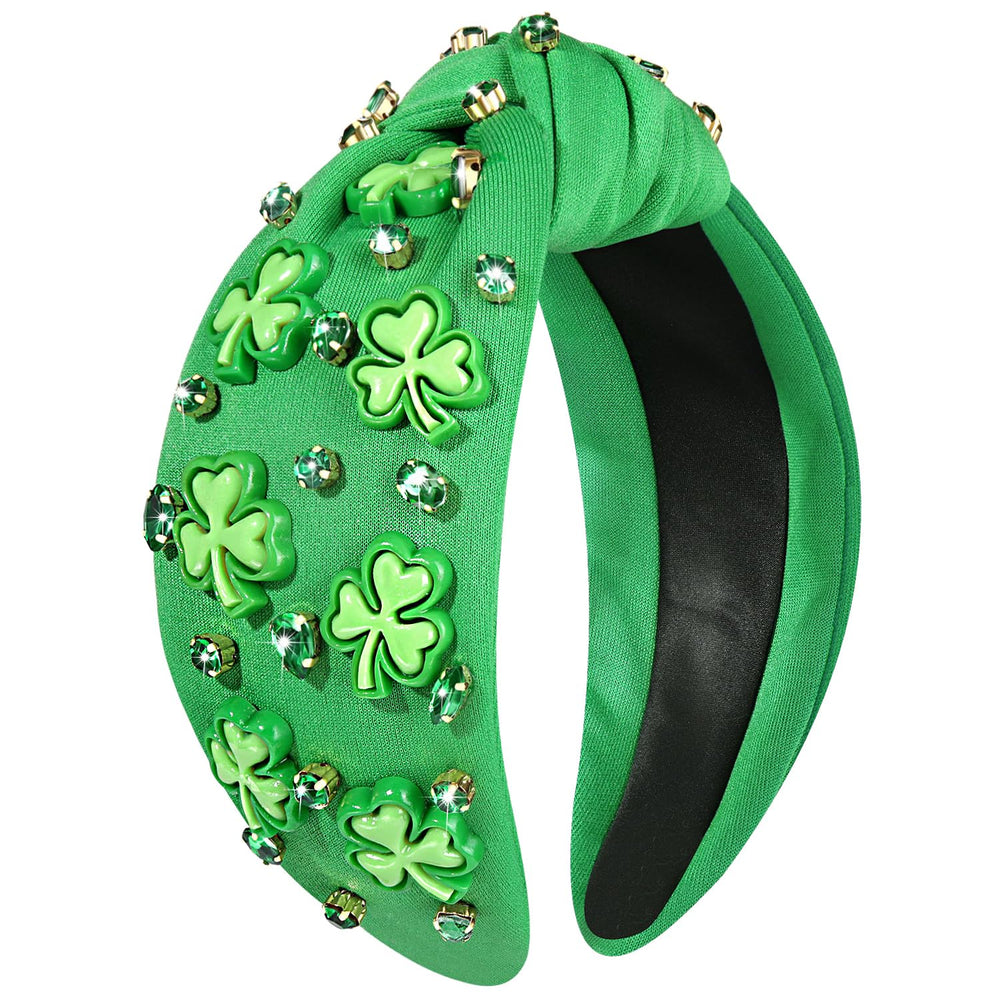 CEALXHENY diadema San Patricio con trébol y cristales para celebraciones.