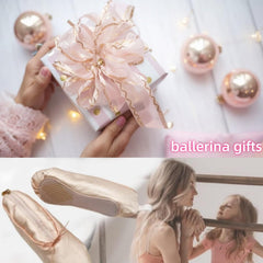 CECKQUE ballet-dance makeup bag pink satin fabric for daily use.