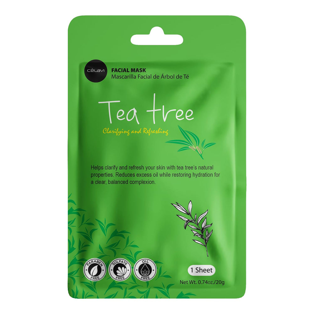 Celavi Esencia mascarilla facial árbol de te para piel sensible y equilibrada