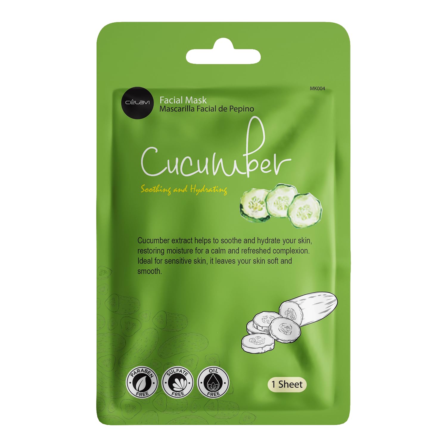 Celavi Esencia mascarilla facial pepino para hidratación refrescante