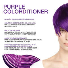 Celeb Luxury Colorditioner purple tube close-up showing rich tonal deposit.