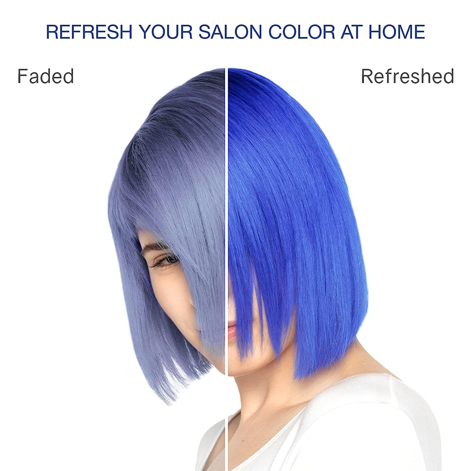 Celeb Luxury Colorwash blue shampoo lather shows color depositing action.