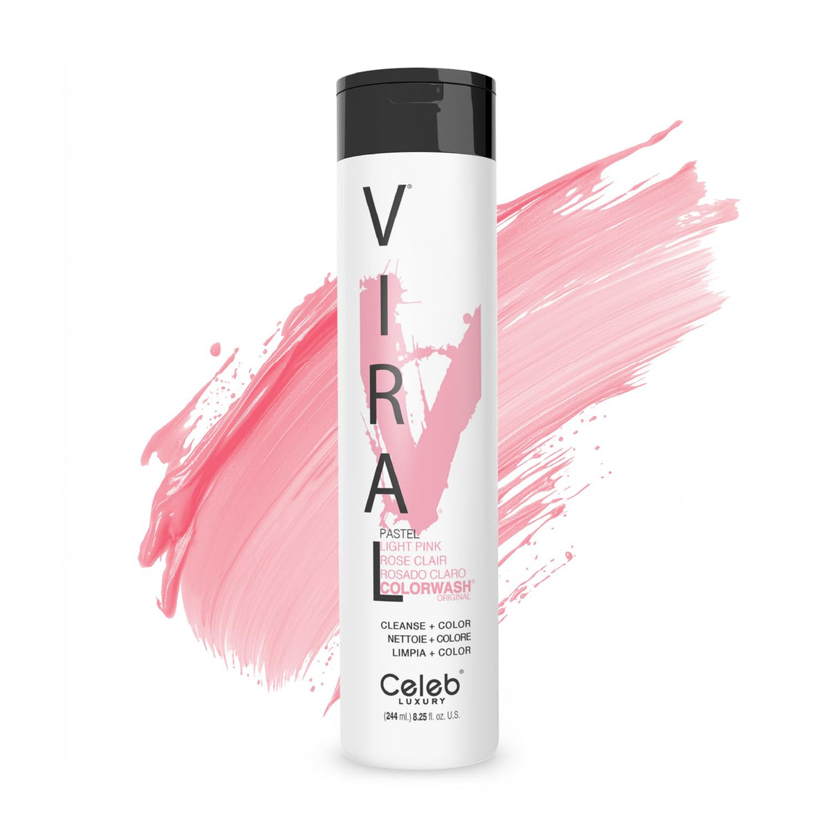 Celeb Luxury Colorwash pastel light pink bottle front for vibrant color maintenance.