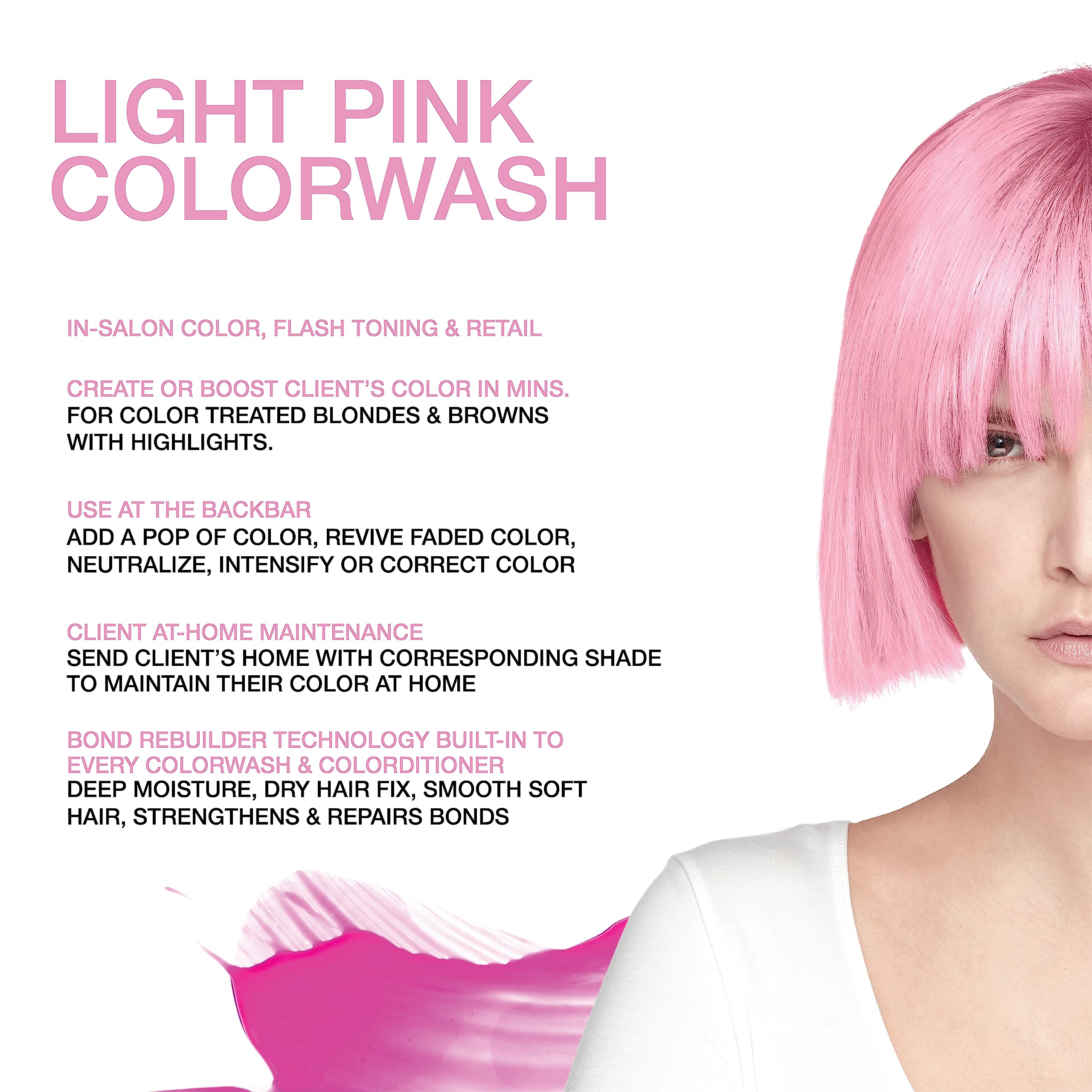 Celeb Luxury Colorwash pastel light pink bottle side showing easy application.