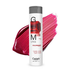 Celeb Luxury Gem Lites Colorwash Ruby bottle shows color-depositing shampoo for vibrant red tones