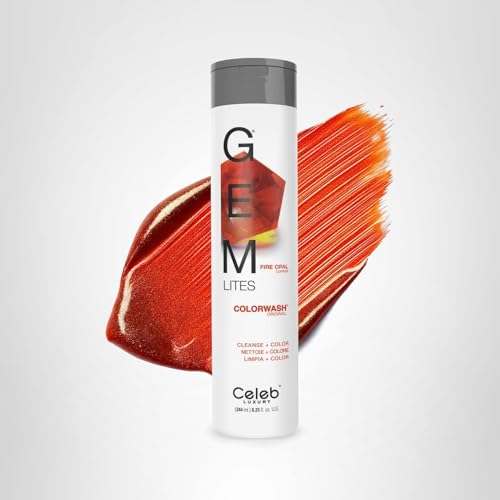 Celeb Luxury Gem Lites Fire Opal before-after swatches reveal shade longevity