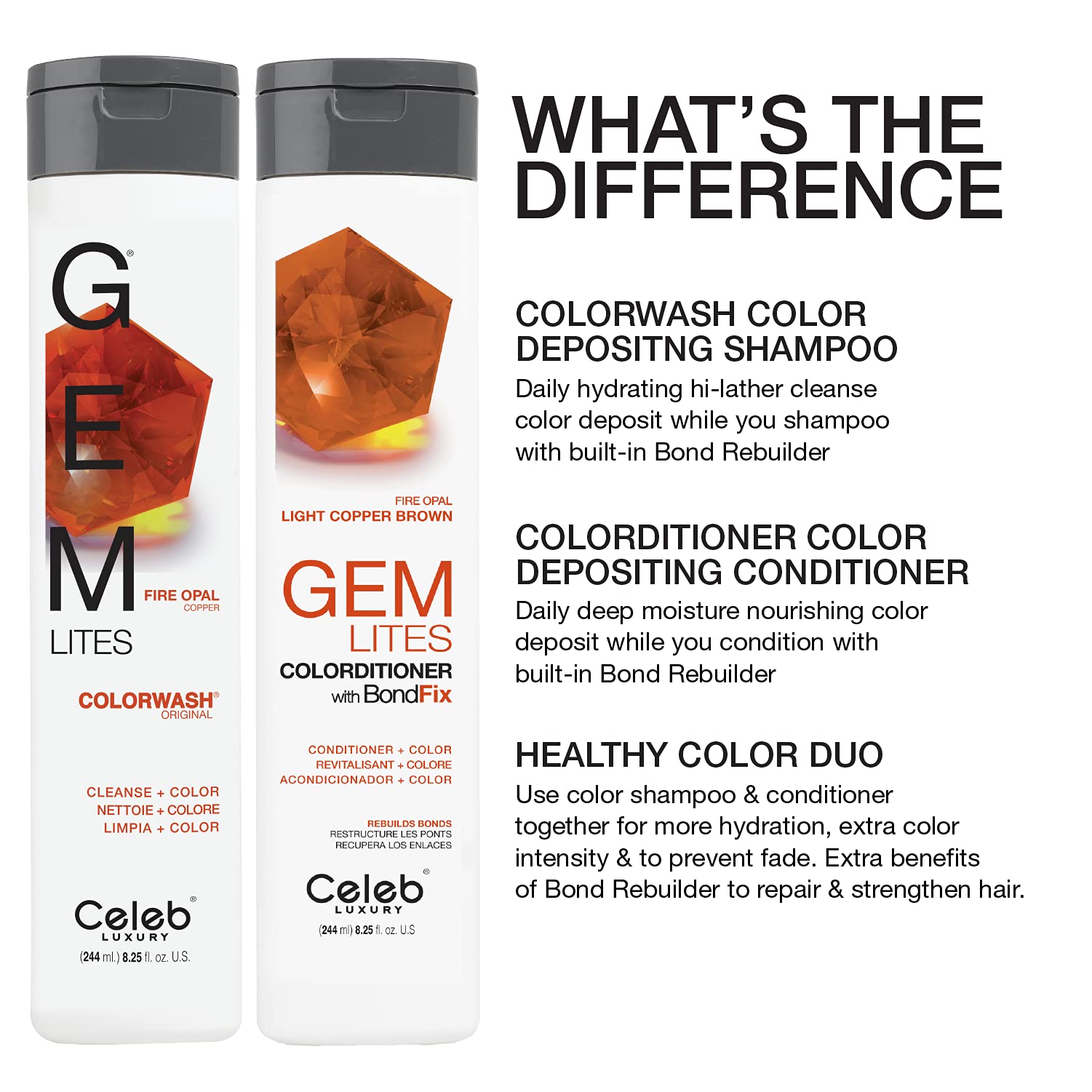 Celeb Luxury Gem Lites Fire Opal packaging displays premium salon-grade design