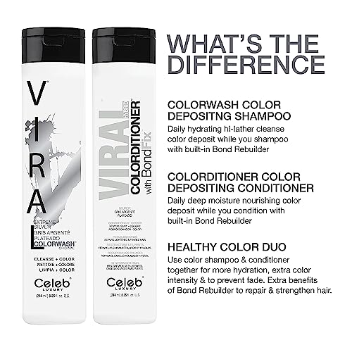Celeb Luxury Viral Colorwash Extreme Silver shower scene illustrates in-bath use.