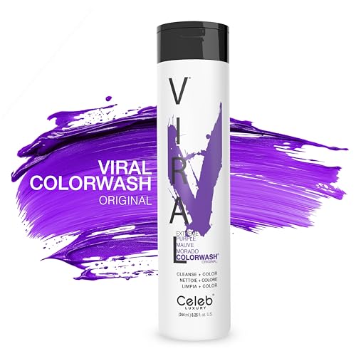 Celeb Luxury Viral Purple Colorwash lather coats hair with color and adds shine.