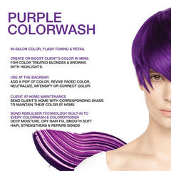 Celeb Luxury Viral Purple Colorwash color deposit on strands for bold purple tone.