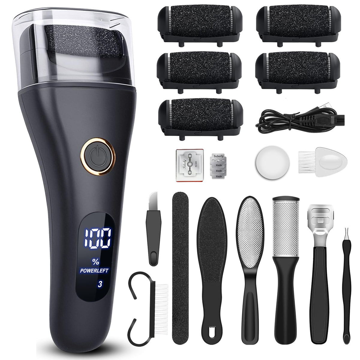 Celepen electric foot file front view for salon-smooth feet.
