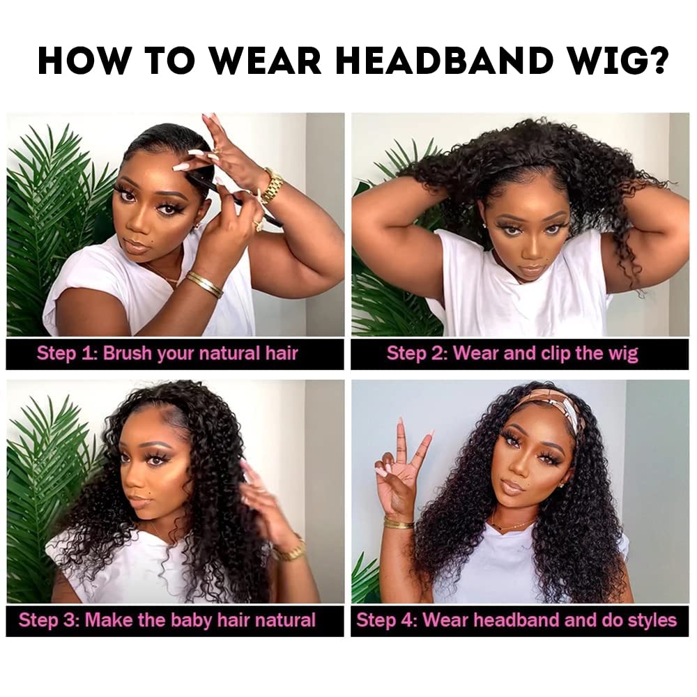Celiarita glueless headband wig with Velcro closure for quick wear