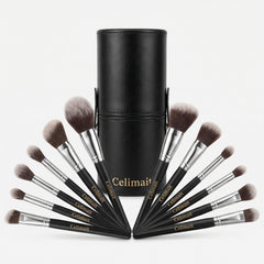 Celimait 12-piece makeup brush set in case for portable organization