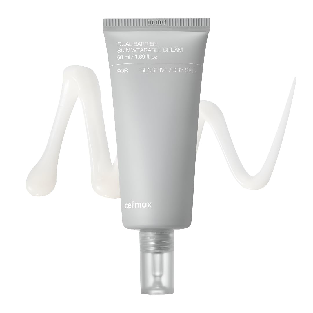 Celimax Dual Barrier Cream en botella, hidratación duradera para piel sensible.