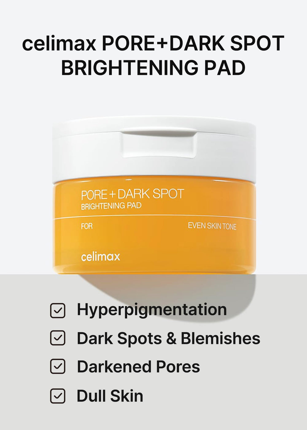 Celimax pad: textura suave e hidratante para uso diario.