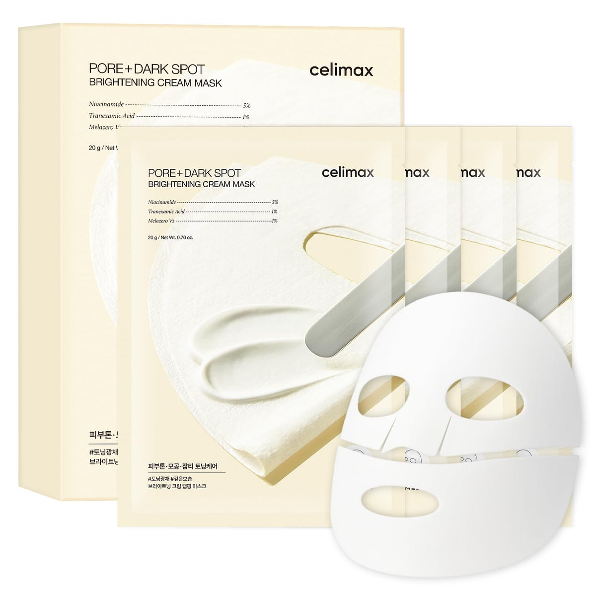 Celimax Pore+Dark Spot Cream Mask packaging shown for at-home use.