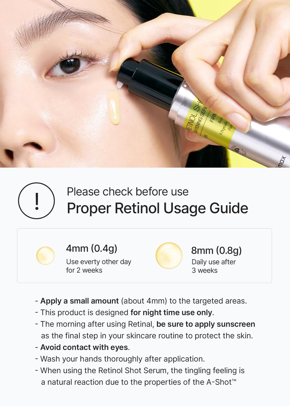 Celimax The Vita A Retinol Shot facial application showing subtle glow