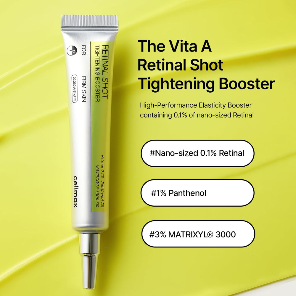 Celimax Vita A Retinal Shot, textura cremosa en la mano para poros y arrugas