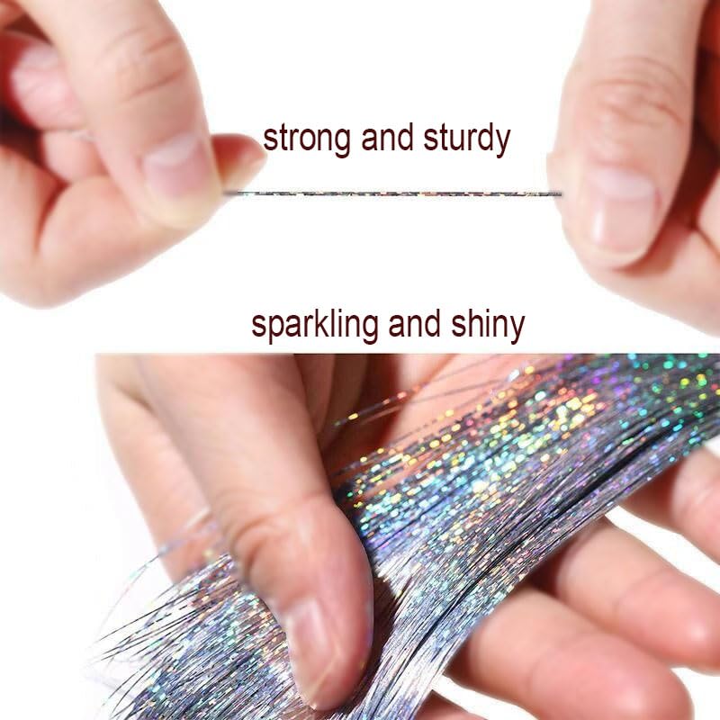 CelineBella glitter hair tinsel streak blue provides jeweled shine for celebrations.