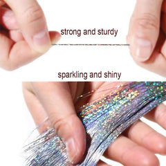 CelineBella glitter hair tinsel streak blue provides jeweled shine for celebrations.