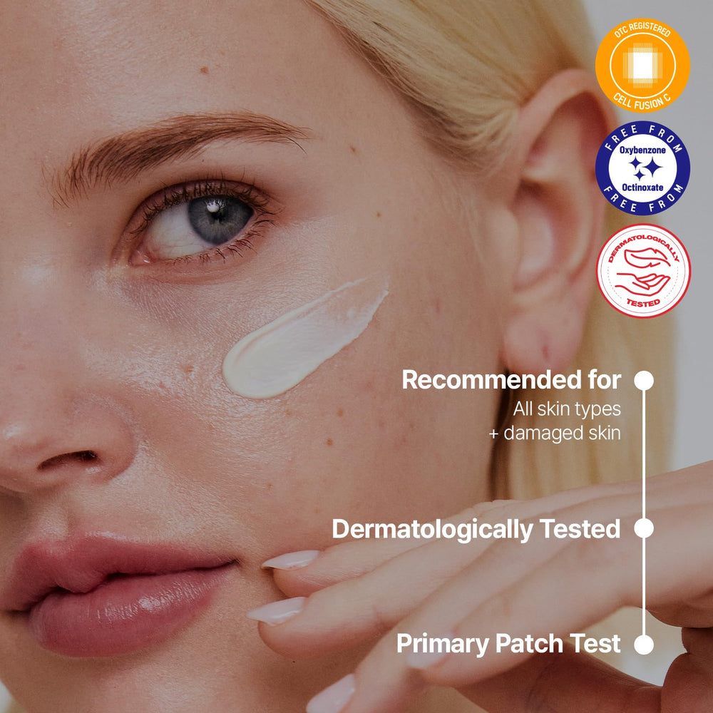 Cell Fusion C prueba dermatológica para piel sensible, uso diario seguro.