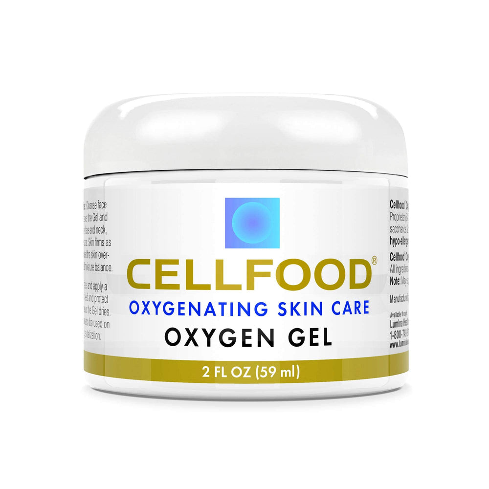Cellfood Oxygen Gel bottle with 2 oz size showcases a nutrient-rich formula for hydration and protection.