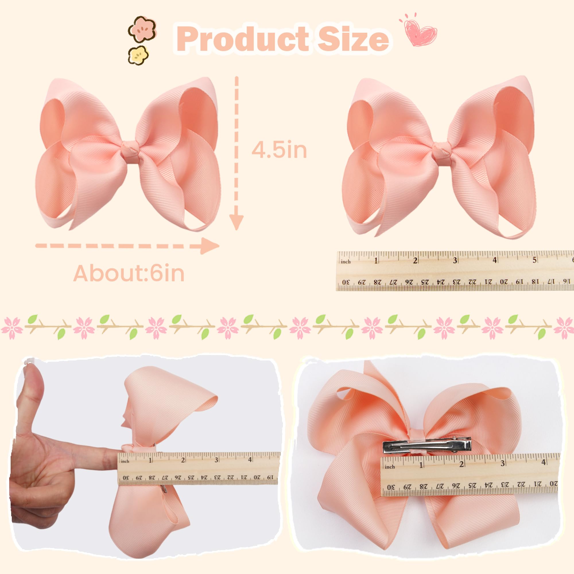 Cellot big 6inch hair bow on clip showcasing durable construction and color.