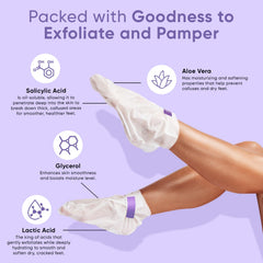 CÉLOR Foot Peel Mask, pies suaves tras exfoliación con aloe.