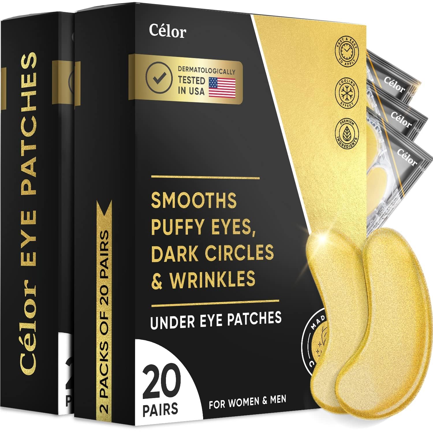 CÉLOR golden under eye patches close-up soothing puffy eyes