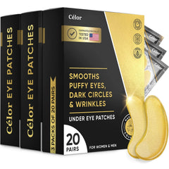 CÉLOR Celor under eye patches in golden packaging for spa-like self-care at home.