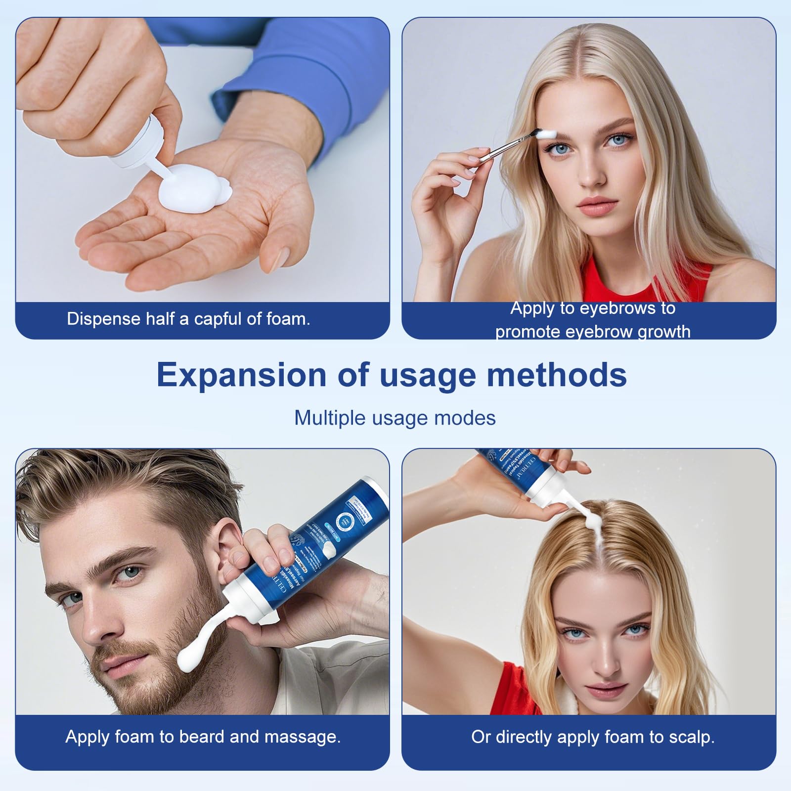 Paquete de 4 unidades de Celtrum Minoxidil 60 g para cuatro meses.