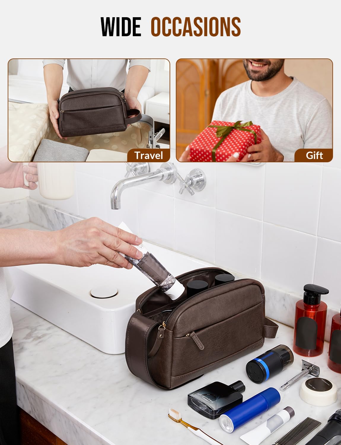 Celvetch multipurpose bag suits shaving, cosmetics, or hygiene needs on trips.