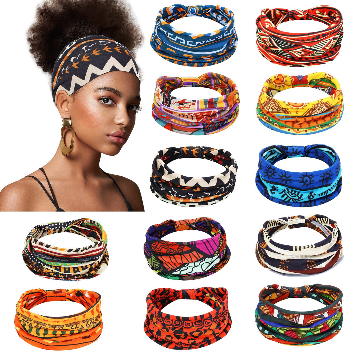 Censen bandanas africanas 12 piezas, diseños variados para combinar fácilmente.