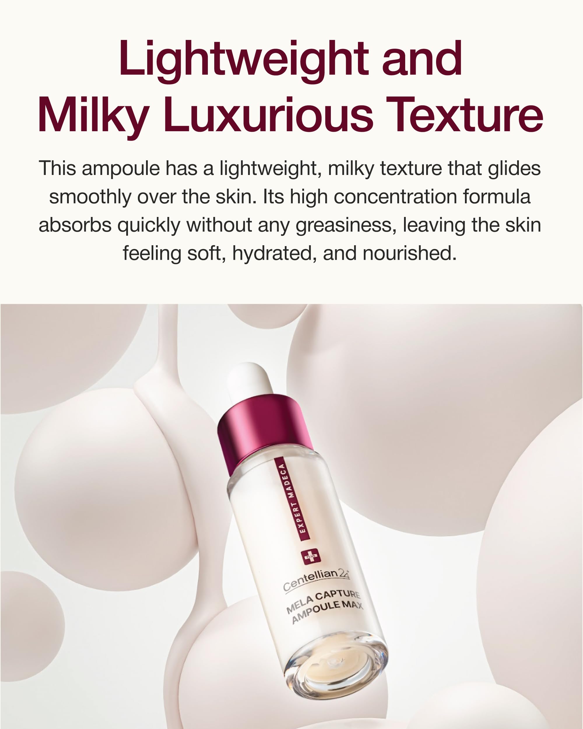 CENTELLIAN 24 Expert Madeca Mela Capture Ampoule Max, hidratación prolongada para piel luminosa durante el día.