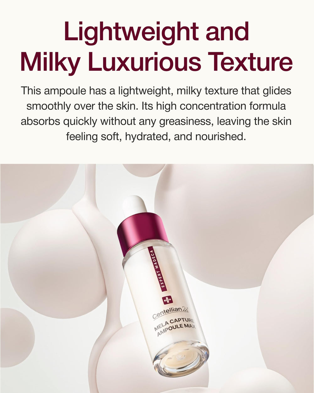 CENTELLIAN 24 Expert Madeca Mela Capture Ampoule Max, hidratación prolongada para piel luminosa durante el día.