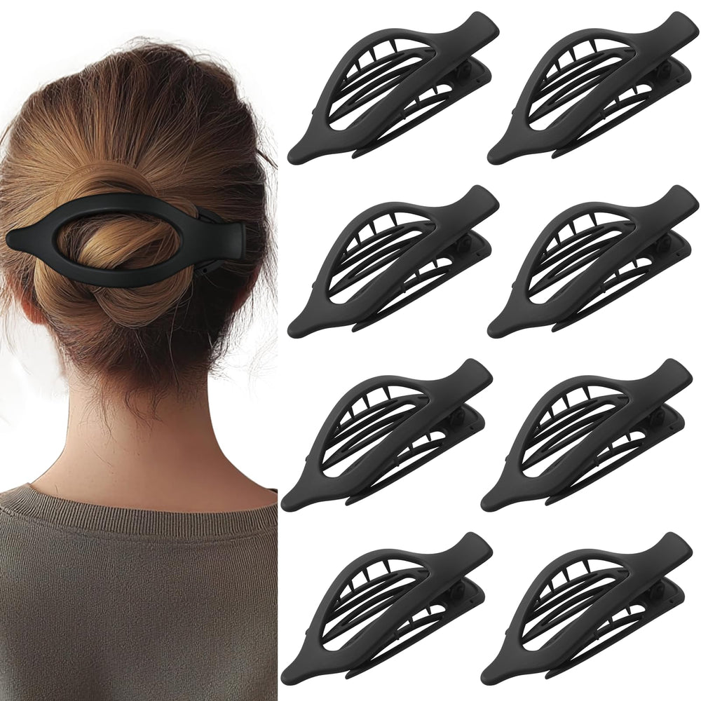 CENTSTAR 8-pack flat black clips for secure all-day hair hold