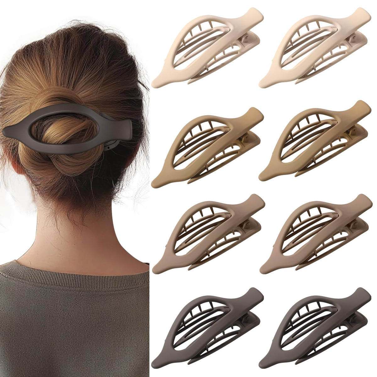 CENTSTAR 8-pack flat brown clip with secure grip for daily hairstyles.