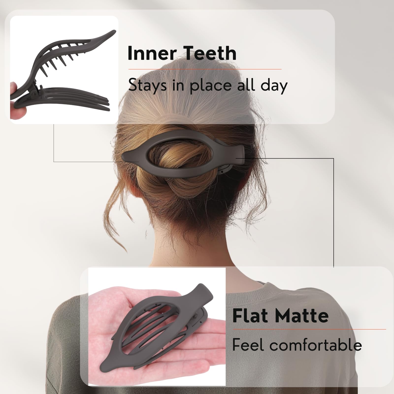 CENTSTAR pinzas francesas plano mate marrón claro para cabello fino o grueso