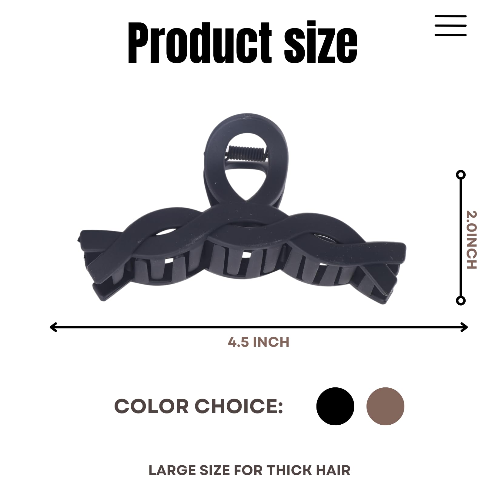 CENTSTAR black matte large claw clip securely holds long hair