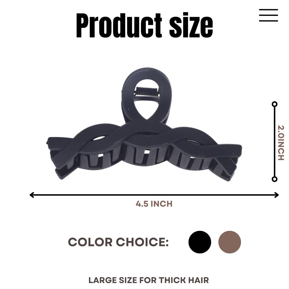 CENTSTAR black matte large claw clip securely holds long hair