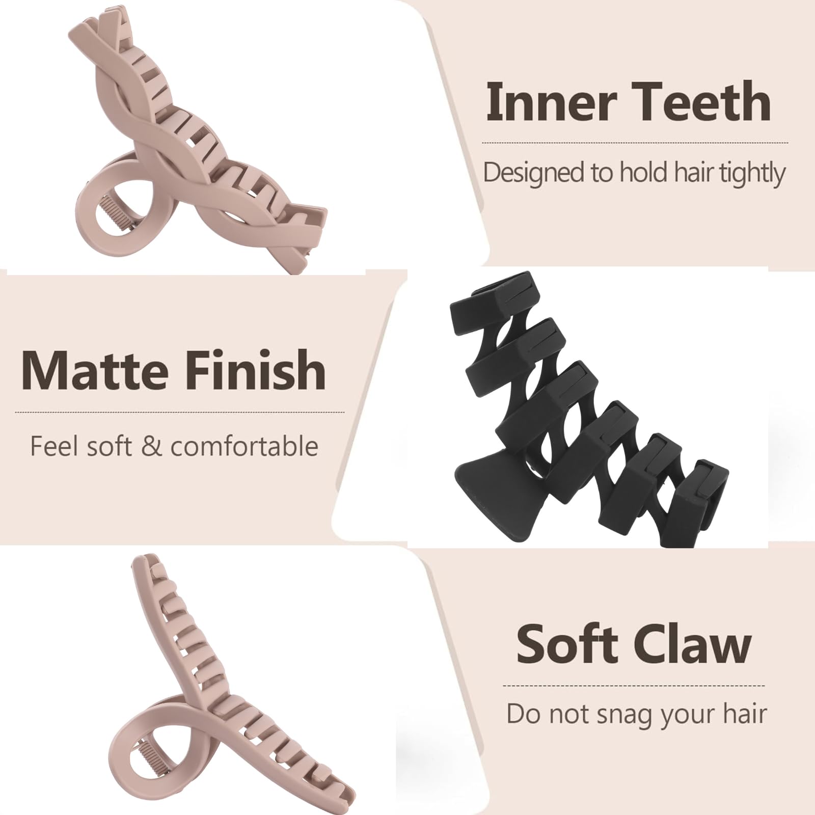 CENTSTAR long-teeth claw clip grips thick hair without weight