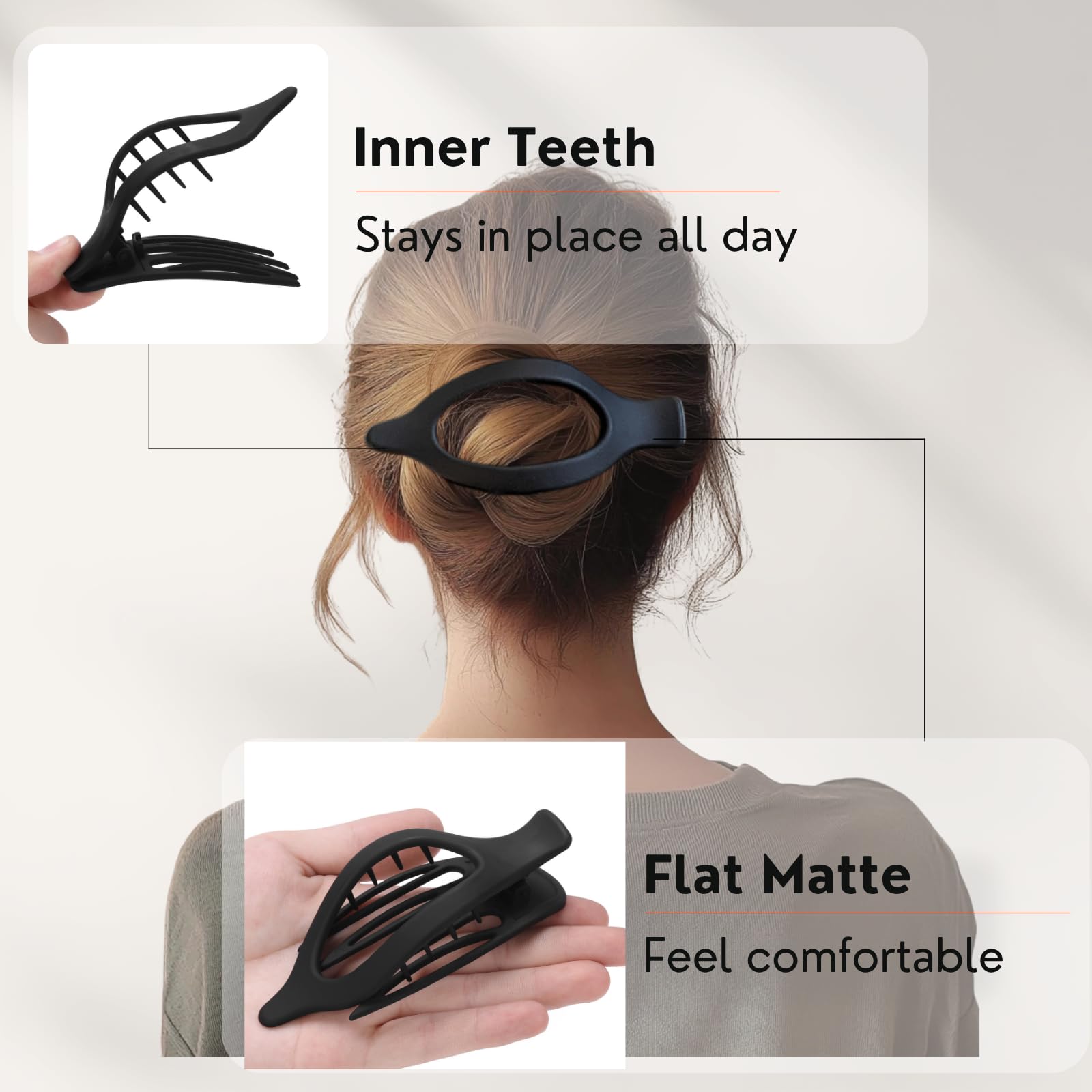CENTSTAR matte finish flat hair clip with elegant grip