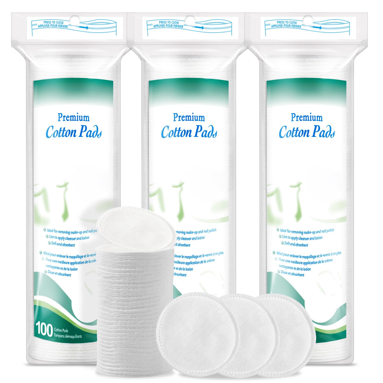 CenYouful premium cotton rounds cover shows dense, tear-resistant pads for safe makeup removal.