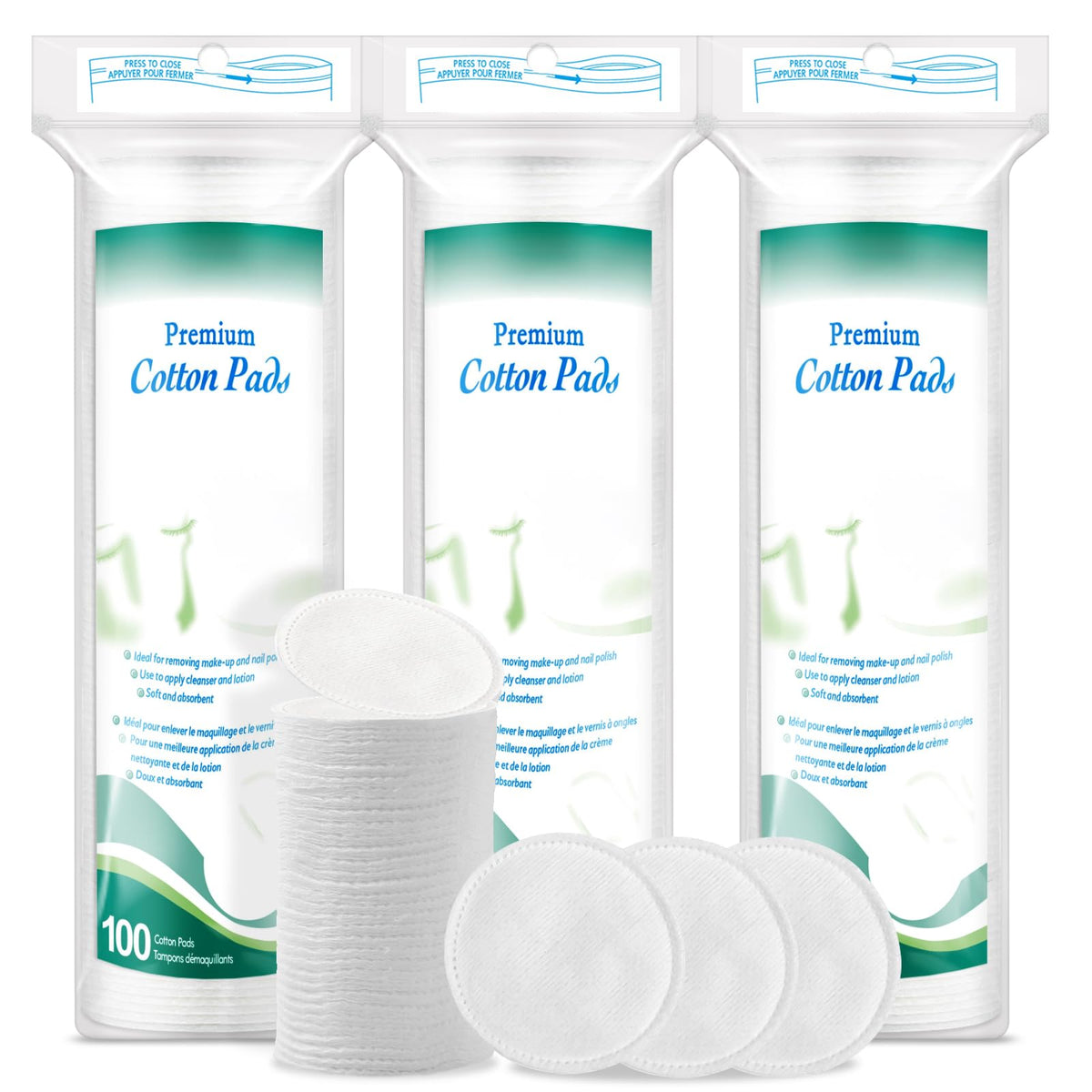CenYouful premium cotton rounds cover shows dense, tear-resistant pads for safe makeup removal.