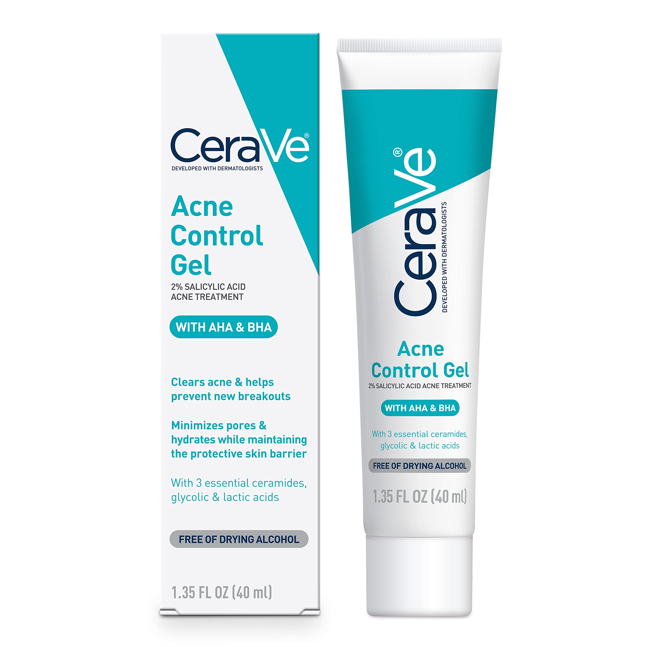 CeraVe Acne Control Gel frente al envase muestra textura ligera para piel grasa